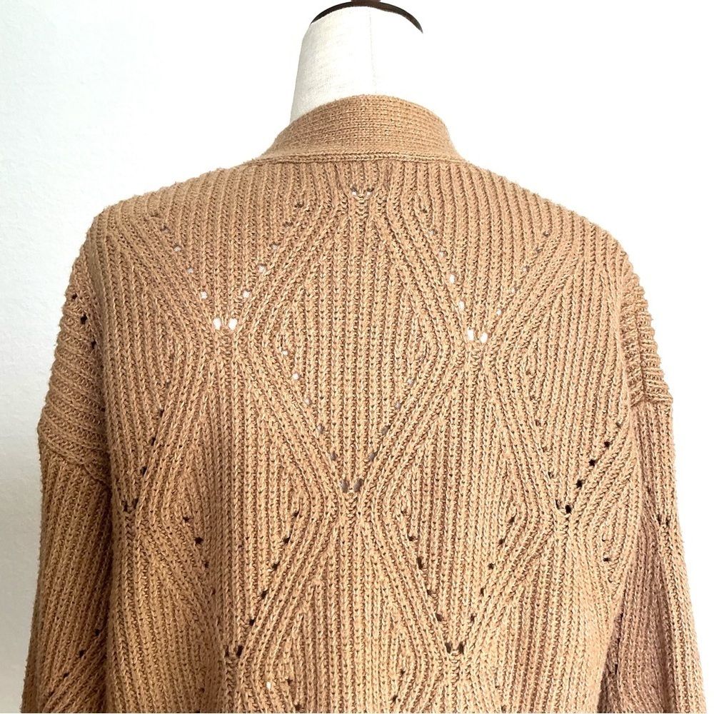 Cozy Tan Knit Cardigan Sweater Size Medium - Picture 8 of 15